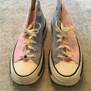 Converse Women's Pink and Blue High-Top Sneakers Run Star Legacy Size 12